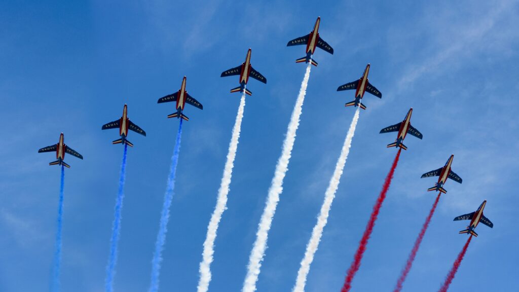 Fighter jets leaving red, white, & blue trails - July 4th